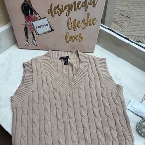 Forever 21 Beige Cable Knit Vest